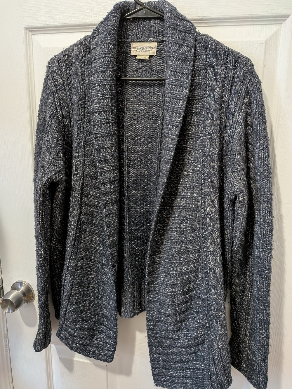 Chunky cable-knit marled cardigan by Denim & Supply Ralph Lauren -Dark Gray